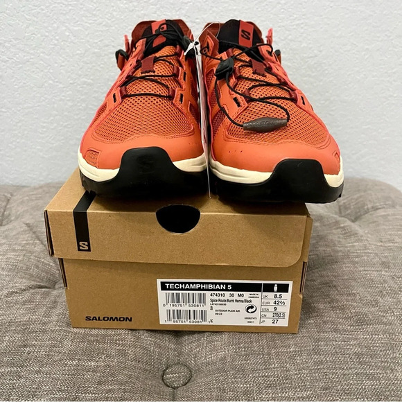 NEW Solomon Techamphibian 5 Low Top Sneakers Spice Route Burnt Henna Black-9 - Picture 9 of 9